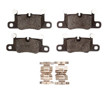 Dynamic Friction Co 5000 Advanced Brake Pads - Low Metallic and Hardware Kit, Long Pad Wear, Rear 1551-2148-01